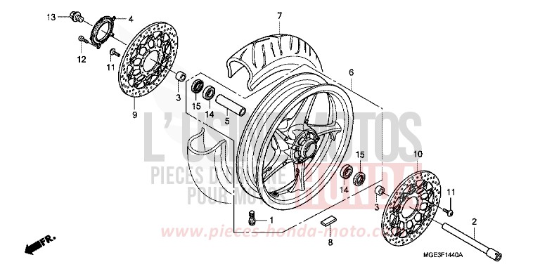 VORDERRAD von VFR1200F DCT CANDY PROMINENCE RED (R342) von 2013